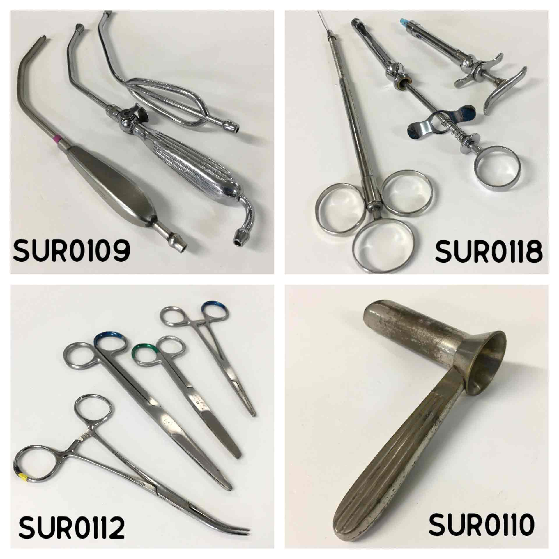 SURGICAL INSTRUMENT, Stainless Steel - Bone Curette, SUR0108 - Aspirating Syringe, SUR0112 - Forceps or Scissor Large, SUR0110 - Anal Speculum